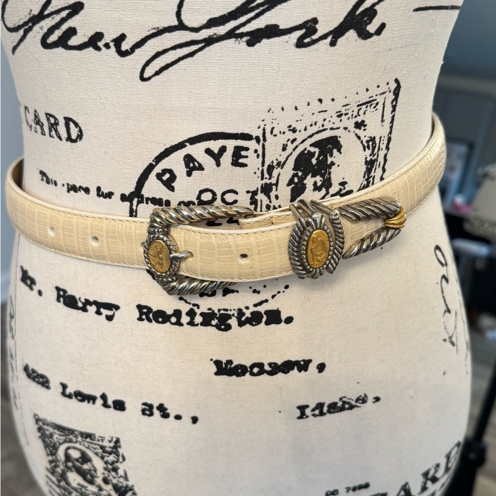 Chic Cream Belt with Gold and Silver Accents